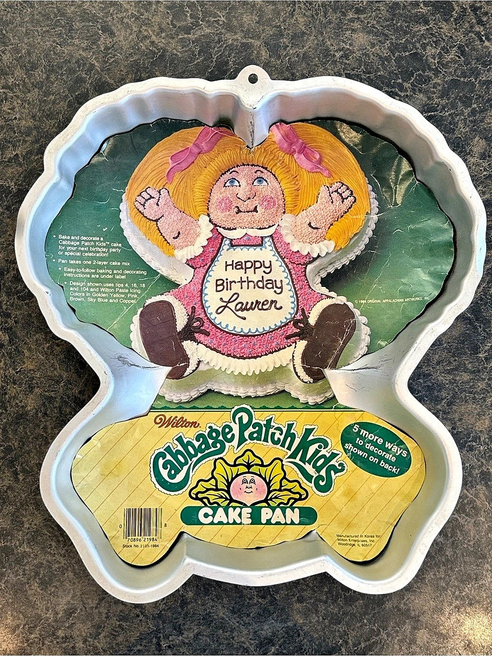 Vintage 1984 Wilton Cabbage Patch Kids Cake Pan Tin 2D Mold Aluminum